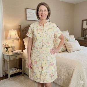 Yozly Womens Size Small Floral Snap Front House Dress Duster Robe Pockets Granny